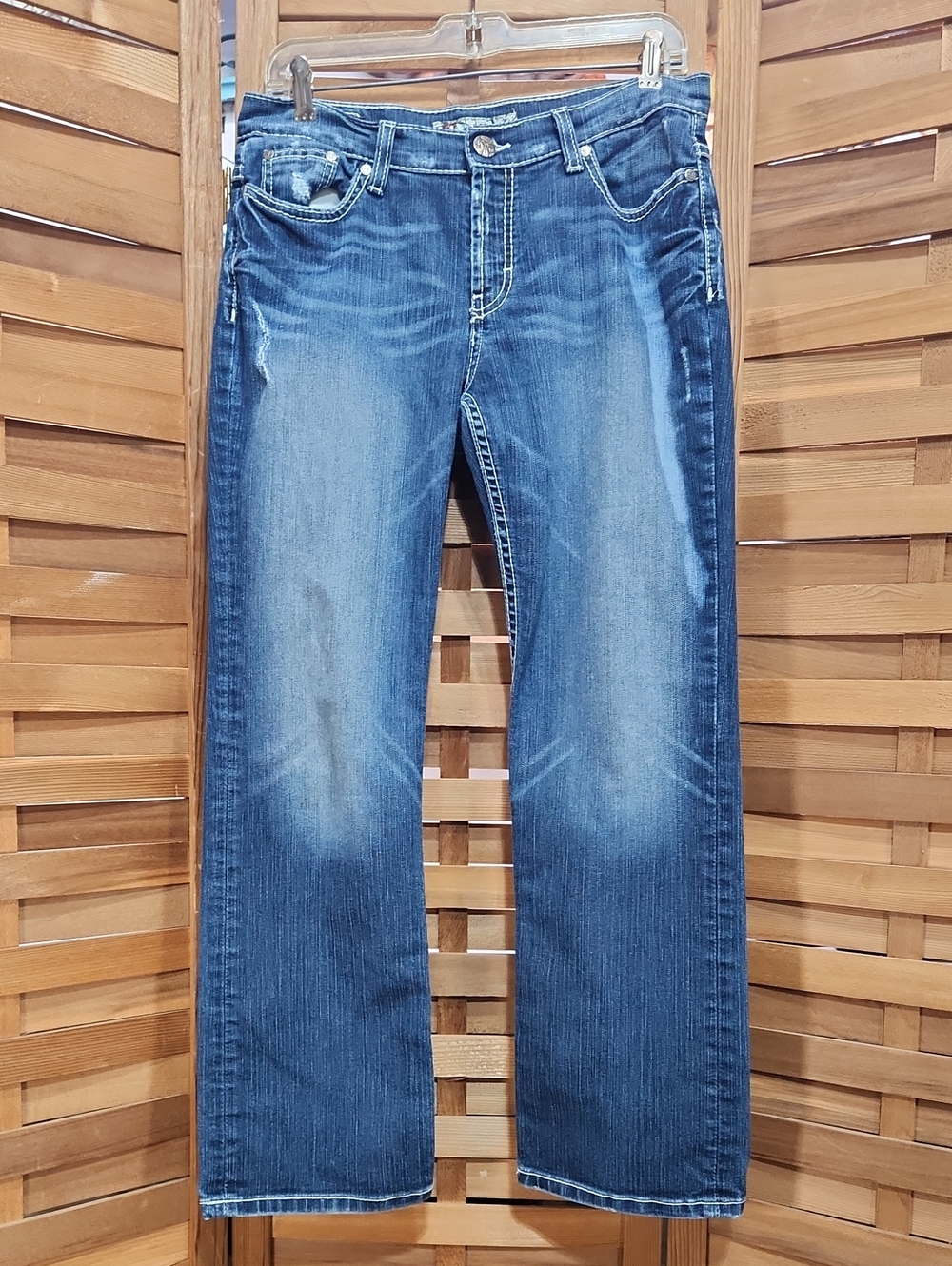 BKE Jeans Drew Blue Boot Cut Denim Women 29 x 29.5 Western Stretch Embelished